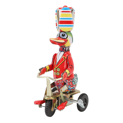 Duck On Bike Tin Toy Clockwork Wind-Up Handmade 1