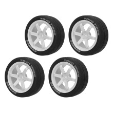 1/10 RC Tires 4Pcs Plastic Rubber for TAMIYA TT01 TT02 Smooth Surface White
