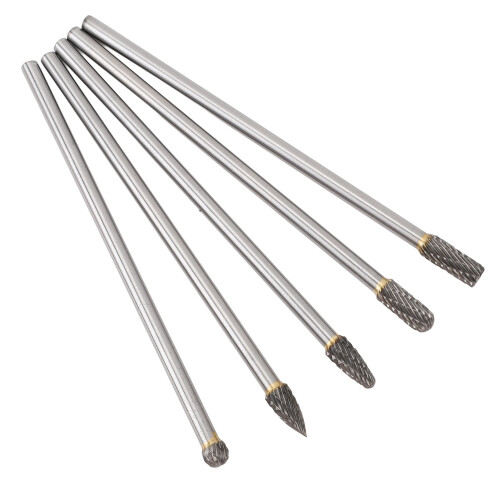 5pcs 150mm Double-Grain Carbide Burr Set 0.2x0.3in 2