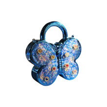 Mini-Schmetterlings-Abendtasche, Strass-Clutch, Handtasche,-Blau