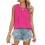 Damen-Oberteil mit Plissee, Farbe, Rundhalsausschnitt,-Rosa S 1