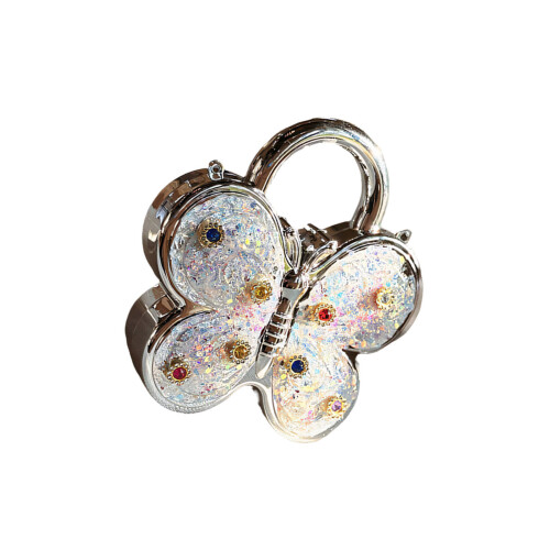 Mini Butterfly Evening Bag Acrylic Clutches Purses-Silver