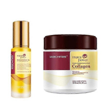 (A-B) Collagen Hair Treatment Deep Repair Conditioning for All Hair Types 500 ml + Argan Oil Hair Serum for Dry Damaged Hair 50 ml