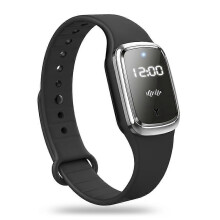 (black) New Ultrasonic Mosquitoes Repeller Bracelet Summer Indoor Outdoor Anti Mosquitoes Bite Wristband with Time Display Watch