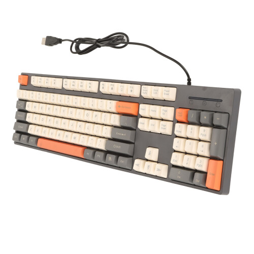 104 Keys USB Wired Gaming Keyboard Grey, 10M Clicks, Compact Size