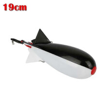 (19cm Black Wihte) Universal Automatic Fishing Floating Float Device Carp Fishing Large Rockets Bomb Spomb Fishing Tackle Rocket Feeder Float