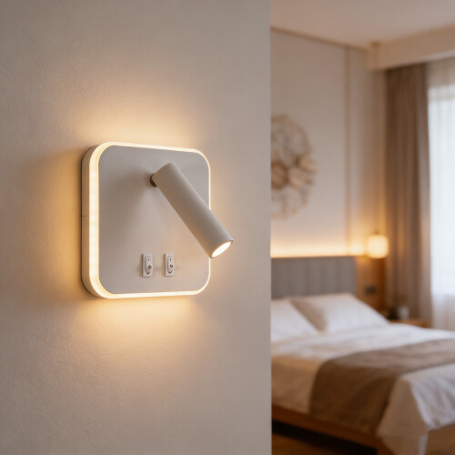 Modern Wall Lamp with Adjustable Light Mode and USB Port-White 2