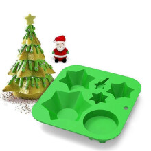 (Style1) 6 Pieces Christmas Cake Silicone Fondant Molds Chocolate Candy Molds Set