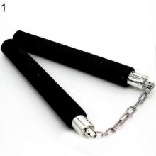 (Black) Sturdy Metal Chain Foam Nunchaku for Training