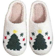 (43-44, Moose) Women's Christmas Cute Cartoon Fluffy Warm Home Slippers
