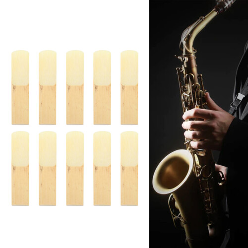 10Pcs Tenor Sax Reeds Bb Key 2.5H PlasticBox 1