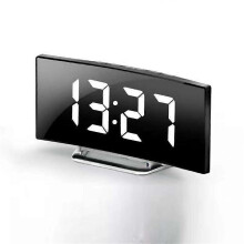 (black 01) LED Digital Alarm Clock Mains USB/Battery Temperature Large Mirror Display