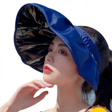 (Dark blue)Summer Women Sun Empty Top Big Brim Visor Outdoor Beach Sunscreen Caps