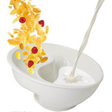 (white) Cereal Separator Bowl, No Soggy Cereal Bowl, Divided Cereal Bowls for Adults