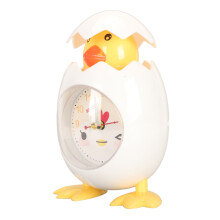Cute Egg Shell Chicken Alarm Clock, ABS Desk Decor, White
