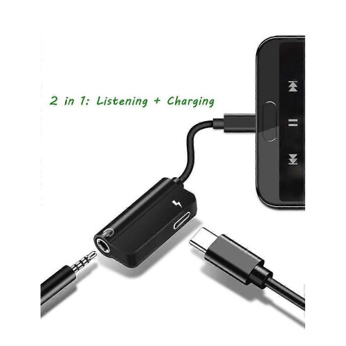 USB C to 3.5mm Adapter, 2 in 1 Aux USB Type C Headphone Audio Adapter Connector 1