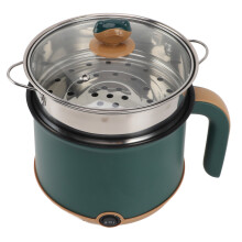 Green 1.8L Electric Hot Pot 600W with Steam Basket, Compact 14x17.3cm