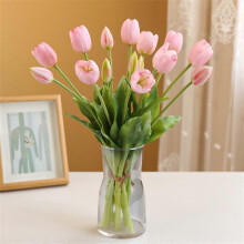 (deep pink) Elegant And Luxurious Real Touch Artificial Tulip Bouquet For Modern Home Decoration