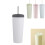 (white) Simple Water Cup Student Portable Double-layer High Temperature Resistant Water Cup With Straw Large Capacity 1