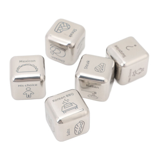 Food Pattern Dice 5pcs Metal Meal Planner 30 Patterns for Couples Date Night