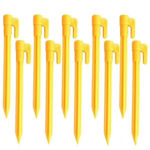 Outdoor Camping Lightweight Plastic Tent Nails (Yellow) 18 Pieces