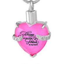 (F)Always on My Mind Forever in My Heart Cremation Urn Necklace for Ashes Urn Jewelry Memorial Pendant, No Necklace