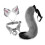 Grey Faux Fur Wolf Fox Tail Ears Clips Set 50cm 2