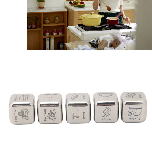 Food Pattern Dice 5pcs Metal Meal Planner 30 Patterns for Couples Date Night 2