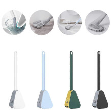 (White) Toilet Brush Wall-Mounted Soft Rubber Long-Handled Silicone Toilet Brush Toilet Holder Bathroom Accessories