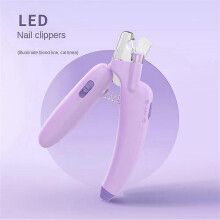 (white light, purple) Pet Anti-Bleeding Nail Clippers for Beginners Splashproof Nail Grinder with Led