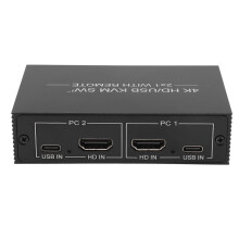 Aluminum KVM Switch, 4 USB 2.0 Ports, 2 PCs, 4Kx2K