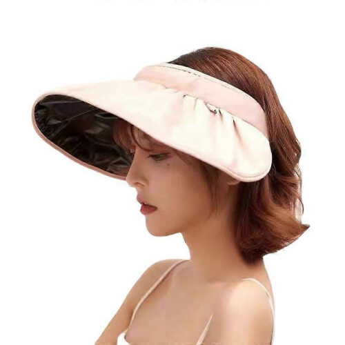 (pink)Summer Women Sun Empty Top Big Brim Visor Outdoor Beach Sunscreen Caps 2