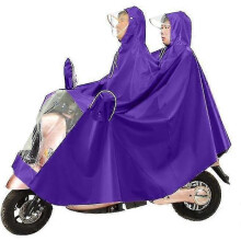 (2 person Double brim purple)Cycling Raincoat Women Men Electric Bike Raincoats Outdoor Thickening Oxford Cloth Poncho Bicycle