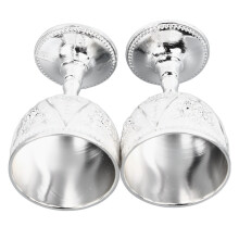 2 Pcs Silver Wine Glasses 3D Rose Relief Pattern