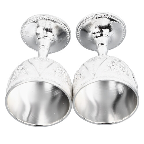 2 Pcs Silver Wine Glasses 3D Rose Relief Pattern
