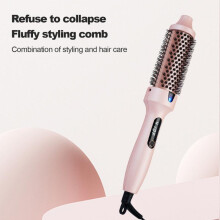 (EU) Volumizing Brush Hair Straightener & Curler 2-in-1, Inward Curl Bangs Styling Iron, Hair Curler with Negative Ion