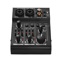 Portable 2 Channel Digital Sound Mixer 48V Phantom Power USB PC Recording
