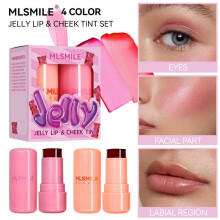 (Set B)Jelly Blush Lip & Cheek Tint Set, Multi-Color Highlight & Contour Stick, Waterproof Long-Lasting Blush Cream, Portable Lip & Cheek Cream