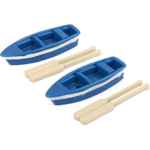 Miniature Moss Micro Landscape Boat Ornaments 2 Setsblue - DD