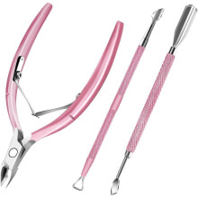 Cuticle Trimmer with Cuticle Pusher and Scissors, Cuticle Remover Professional Durable Pedicure Manicure Tools, Stainless Steel Cuticle Nipper Cutter