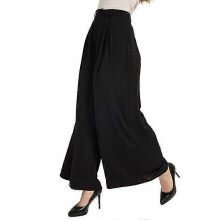 (XL,black)Women High Waist Casual Wide Leg Long Pants Trousers