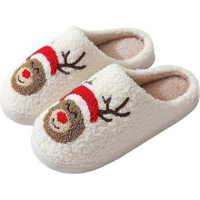 (35-36, Christmas Tree) Women's Christmas Cute Cartoon Fluffy Warm Home Slippers