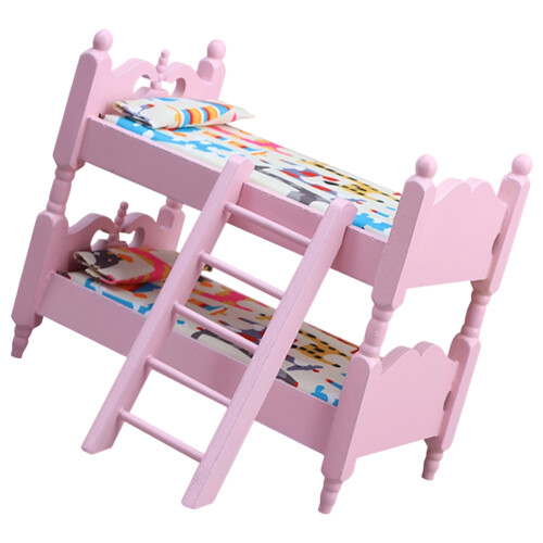 1:12 Scale Pink Bunk Bed Miniature Model Figure Doll House
