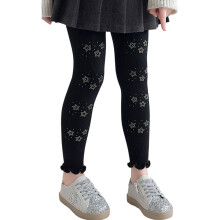 Kids Thermal Lined Star Leggings Warm Fashionable-Black XL