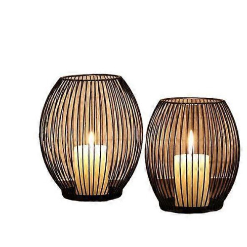 (M) Matte Black Metal Wire Candle Holder