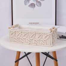 (Two Gray items) Handwoven Cotton Rope Desk Organizer Basket, Nordic Style Storage Basket for Home Office, Desktop Clutter Organizer, Medium Size