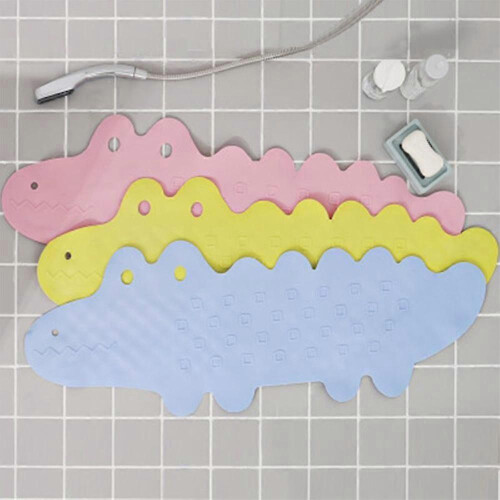 (Green) Kids Anti Slip Bathtub Mat Shower Machine Washable,crocodile Pattern 2