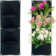 2 Pack Vertical Hanging Planting Bags, Planting Bags, Garden Hanging Bags, 4 Pockets, Thick Felt Planting Bags for Balcony, Outdoor, Garden, Yard, Off