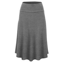 (L, dark grey) Women's Solid Ombre Lightweight Flare Midi Pull On Closure Skirt S-xxxl Plus Size|dark Grey