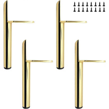 4 pieces replacement furniture feet gold metal, 6 "/15cm black furniture feet, DIY furniture feet table legs cabinet feet for sofa/coffee table/TV cab